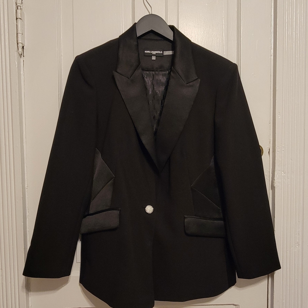 Karl Lagerfeld Black Blazer with Satin Accents